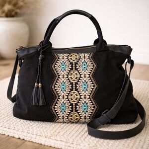 Cleobella Weekender Bag x Lucky Brand Embroidered Canvas Shoulder Bag Boho